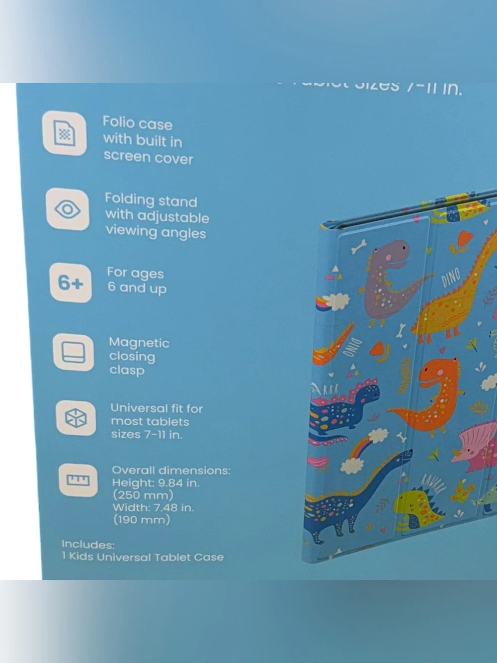 GEMS Kids Universal Tablet Case Dinosaurs Fits Tablets 7”-11” New in Box